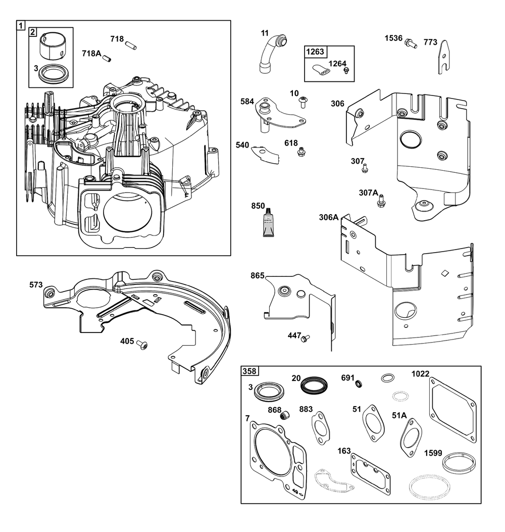 Cylinder Group Diagram and Parts List for 49E877-0036-Z1  Briggs and Stratton Engine